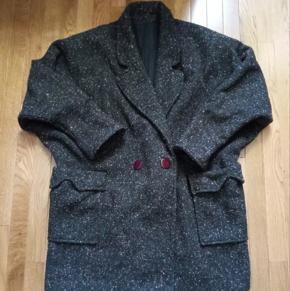 St Germain des Pris Jackets & Blazers - St Germain des Pris 80s soft black/dark grey flecked coat